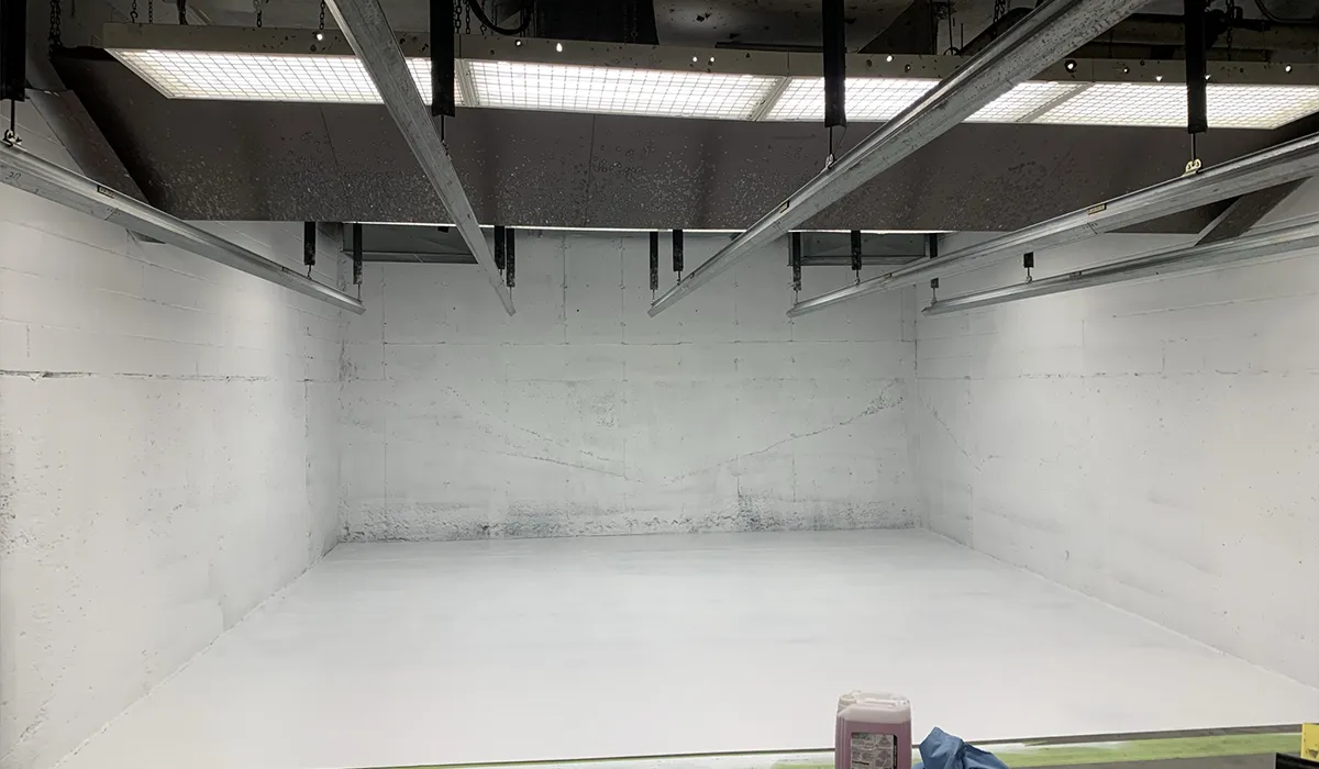Lead abatement work inside a shooting range